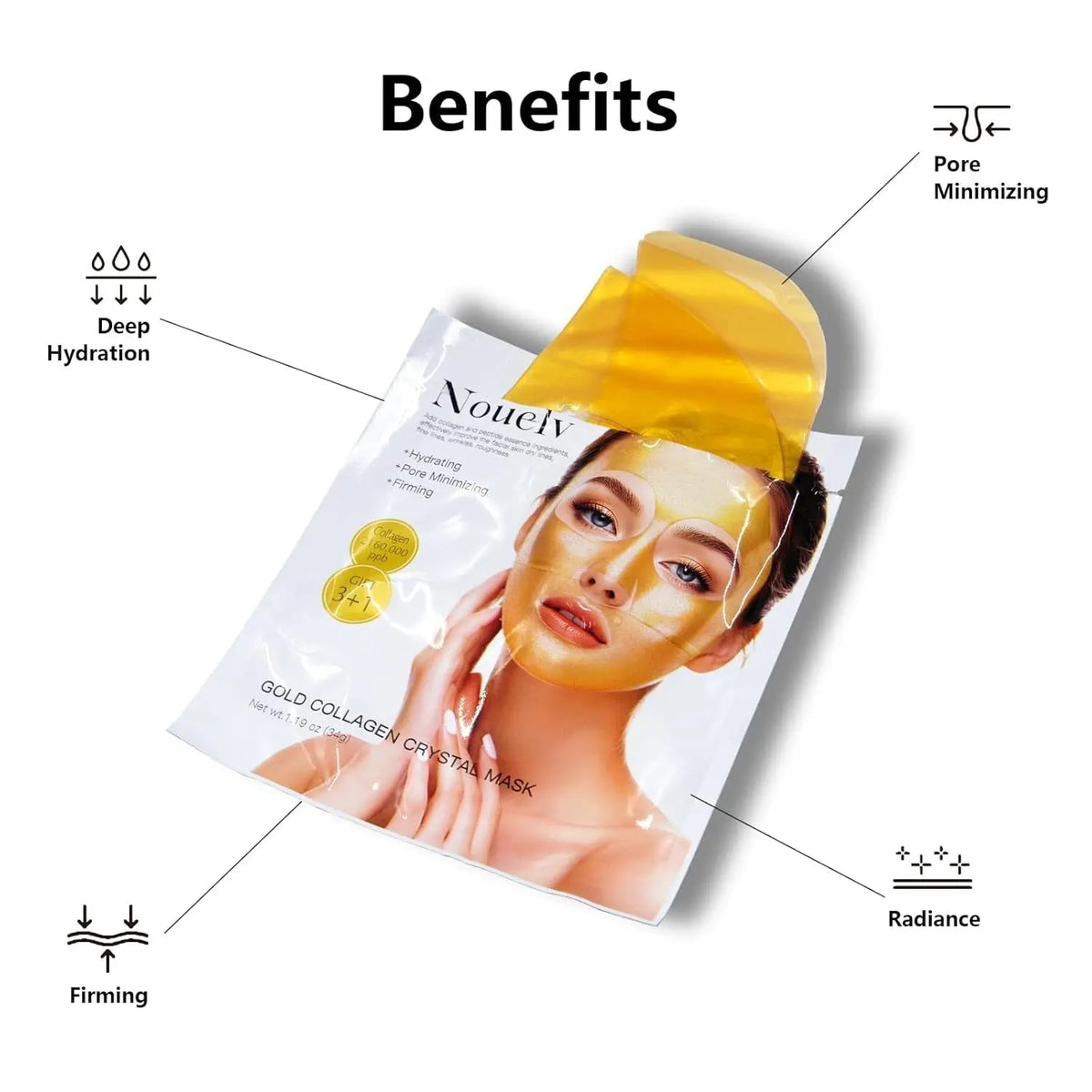 24K Gold Bio Collagen Face Mask, Hydrating Bio Collagen Mask Overnight Collagen Mask Hydrating Collagen Real Deep Mask Skin (34G X2Ea) - Aurovelia Beauty