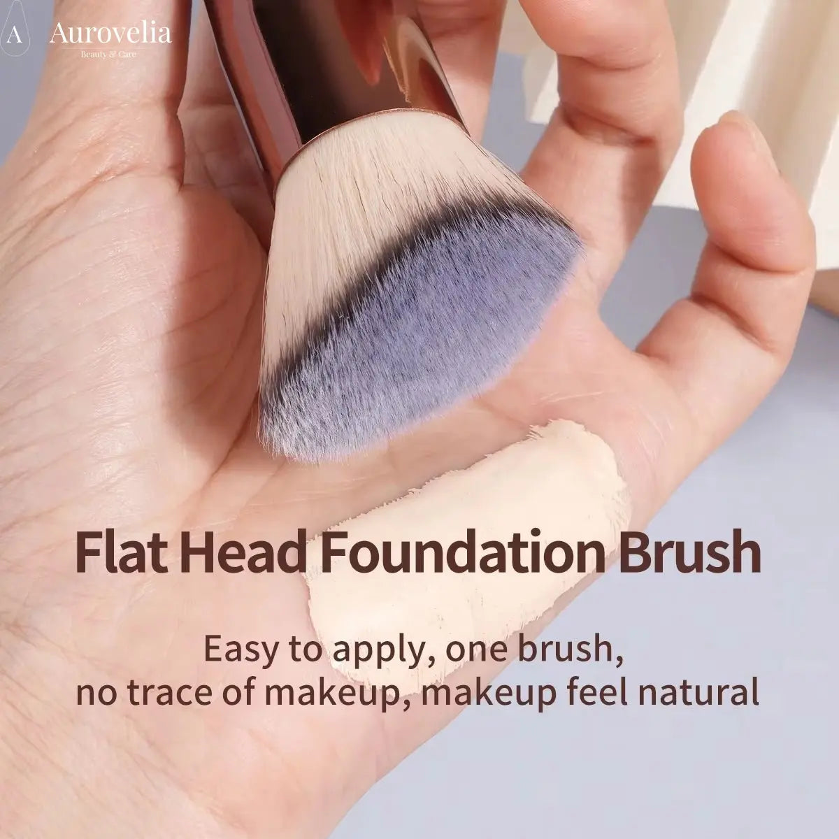 2PCS Foundation Makeup Brush Set Flat Angled Kabuki Powder Blush Brush for Liquid Soft Bristles Cosmetic Makeup Tools - Aurovelia Beauty