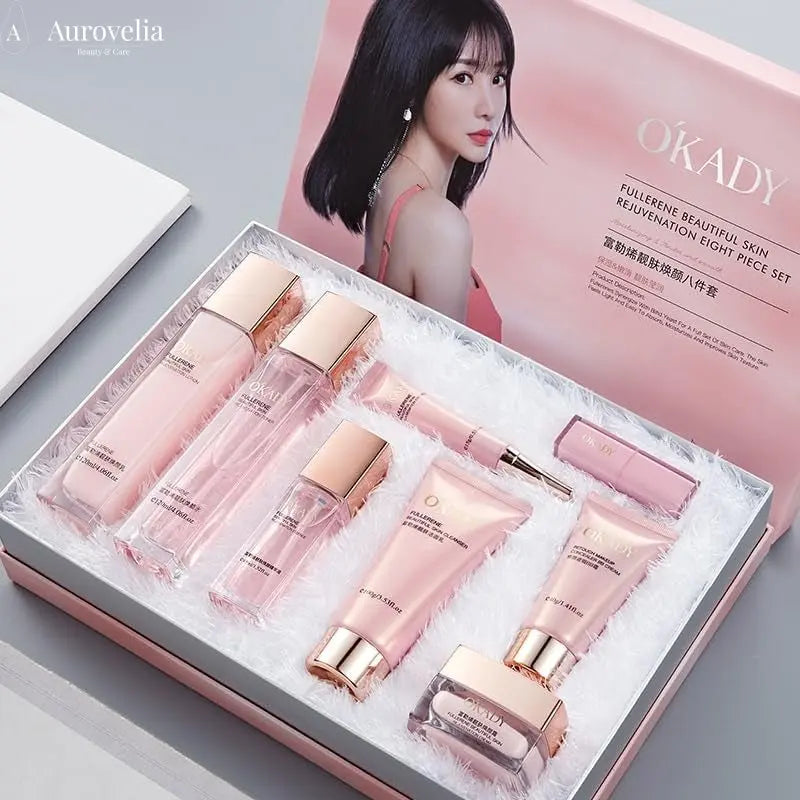 8-In-1 Skincare & Makeup Gift Set with Antioxidant Complex – Cleanser, Toner, Lotion, Serum, Eye Cream, BB Cream & Velvet Lip Color – Hydrating Routine for All Skin Types, Daily Glow Essentials ﻿ - Aurovelia Beauty