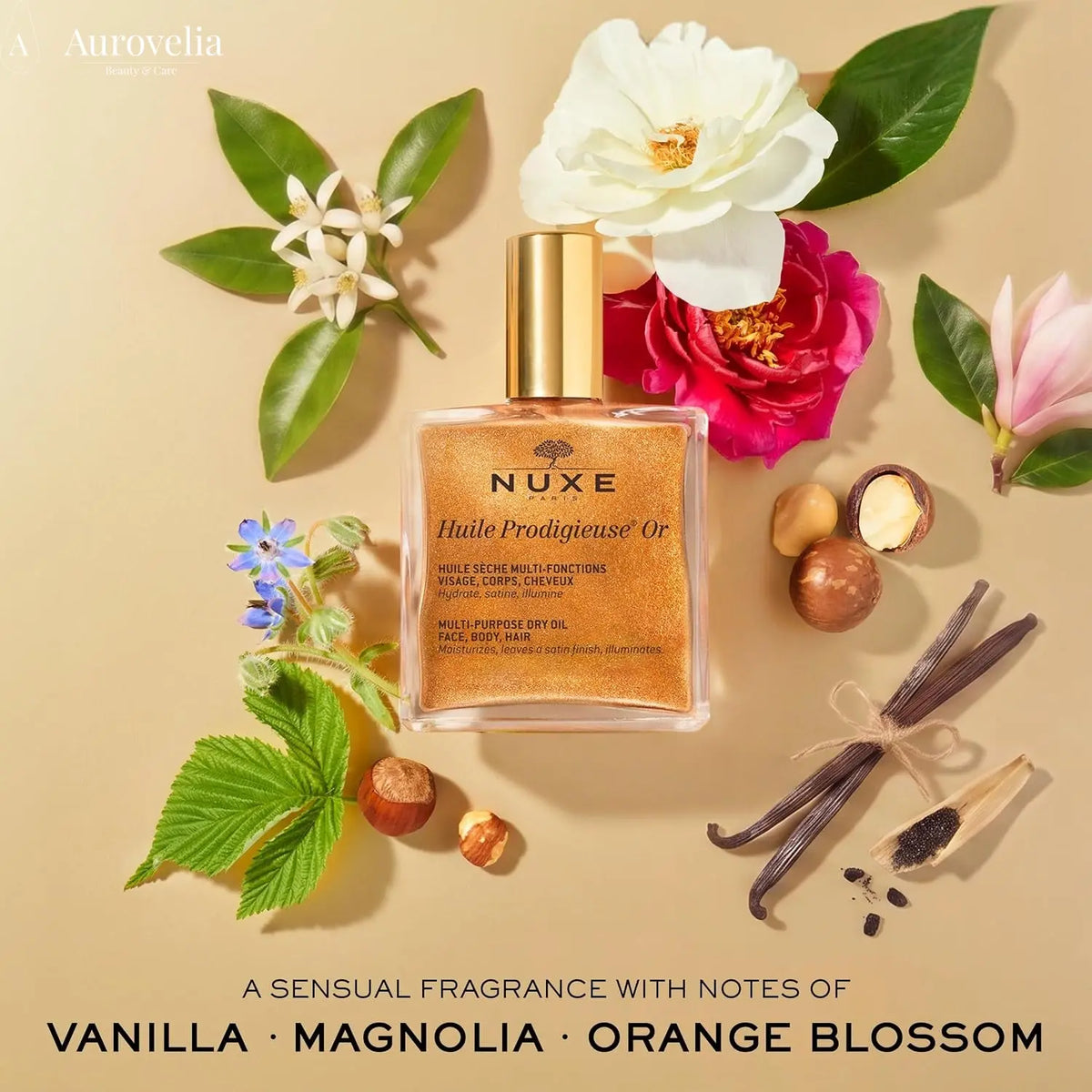 NUXE Huile Prodigieuse Shimmer Body Oil for Skin & Hair