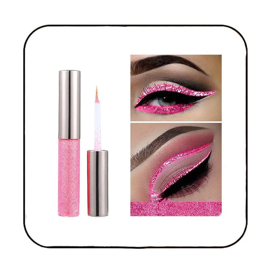 Glitter Liquid Eyeliner Shimmer Eye Liner Metallic Cosplay Eyeshadow Cosmetics for Women and Girls Pack of 1 (B-Pink) - Aurovelia Beauty