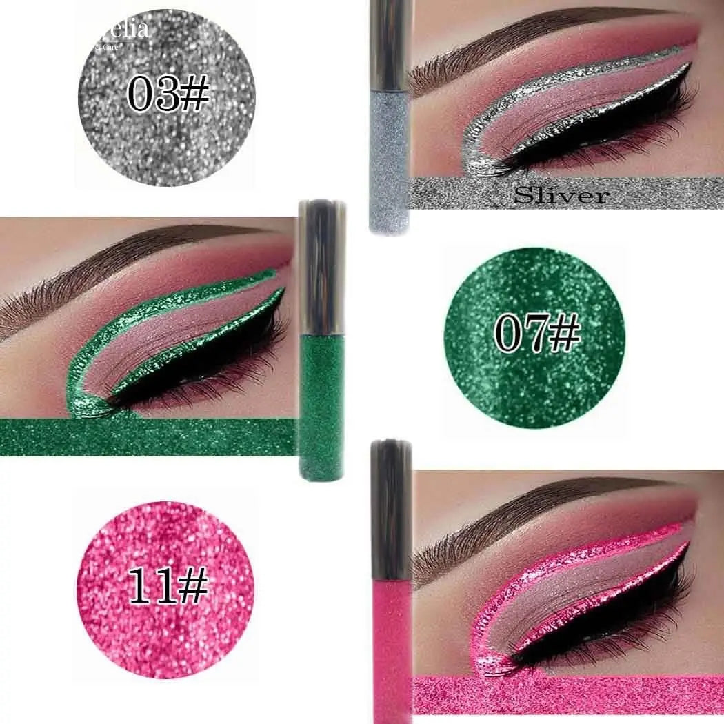 Glitter Liquid Eyeliner Shimmer Eye Liner Metallic Cosplay Eyeshadow Cosmetics for Women and Girls Pack of 1 (B-Pink) - Aurovelia Beauty