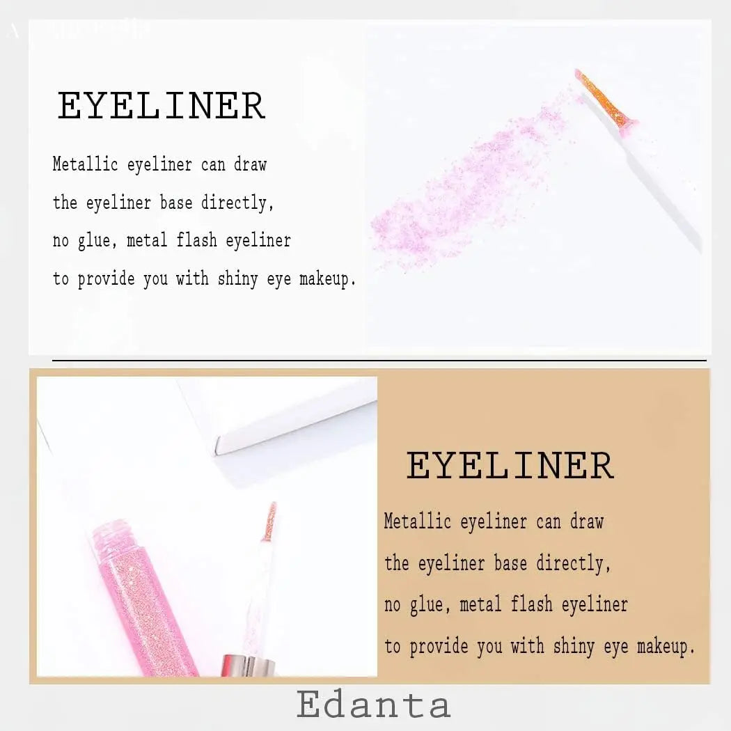 Glitter Liquid Eyeliner Shimmer Eye Liner Metallic Cosplay Eyeshadow Cosmetics for Women and Girls Pack of 1 (B-Pink) - Aurovelia Beauty