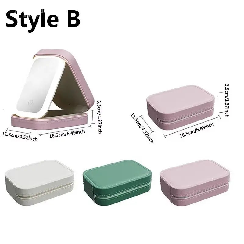 New LED Lighted Cosmetic Case with Mirror PU Leather Portable Travel Makeup Storage Bags Waterproof Travel Makeup Bag - Aurovelia Beauty