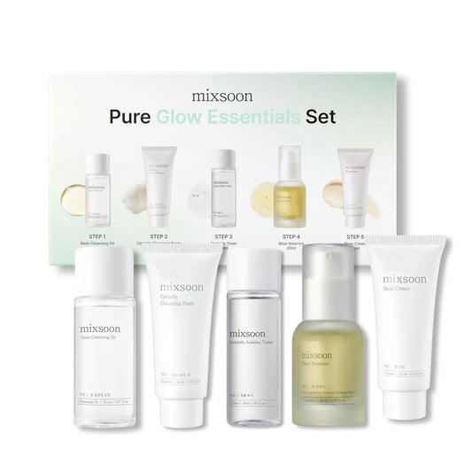 Pure Glow Essentials Set - 5-Step Skincare Kit - Travel Kit, Travel Size Kit, Hydrating Skincare Gift Set (15Ml*1+20Ml*3+30Ml*1) Korean Glass Skin Care - Aurovelia Beauty