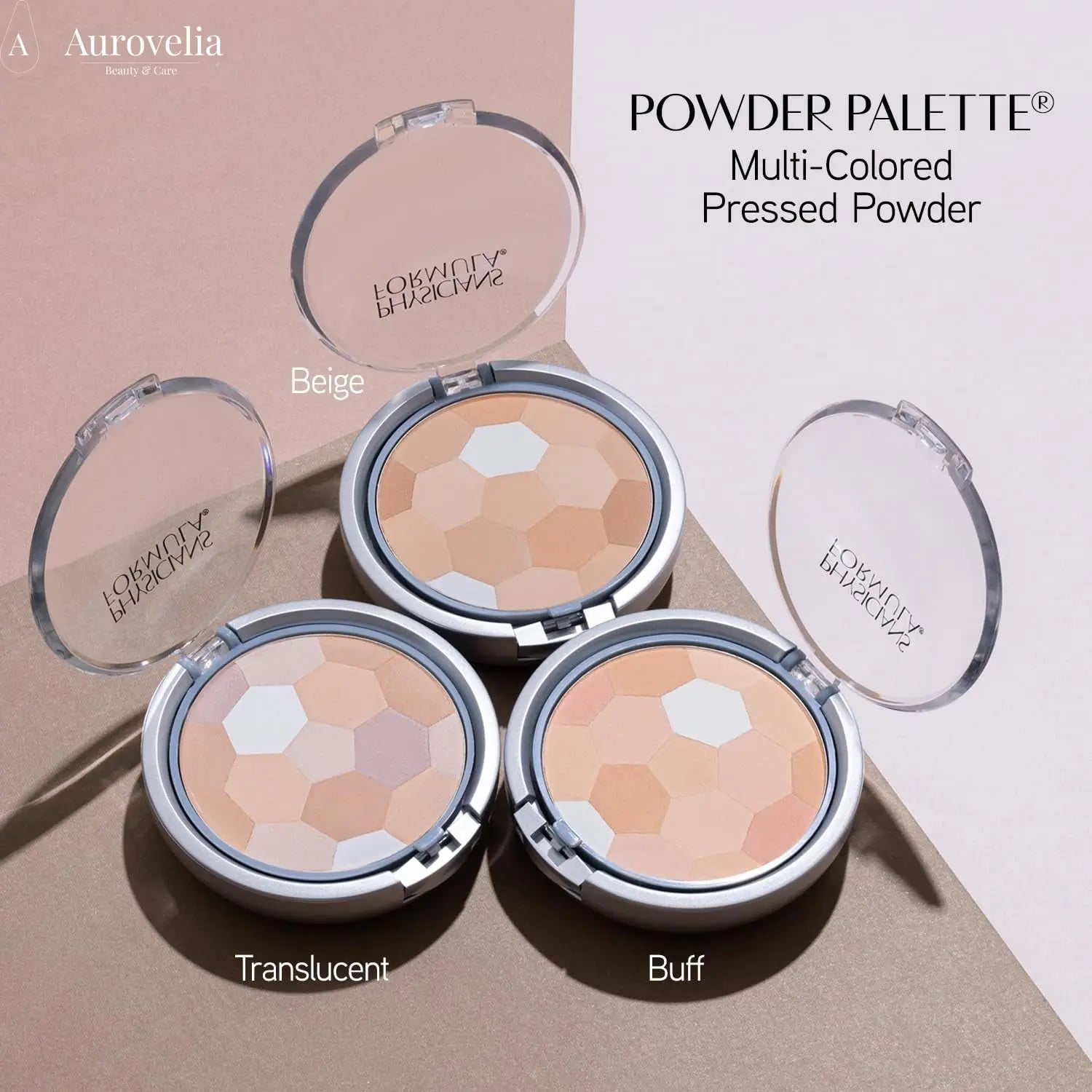 Setting Powder Palette Multi-Colored Pressed Finishing Powder Translucent, Natural Coverage, Dermatologist Tested, Clinicially Tested - Aurovelia Beauty