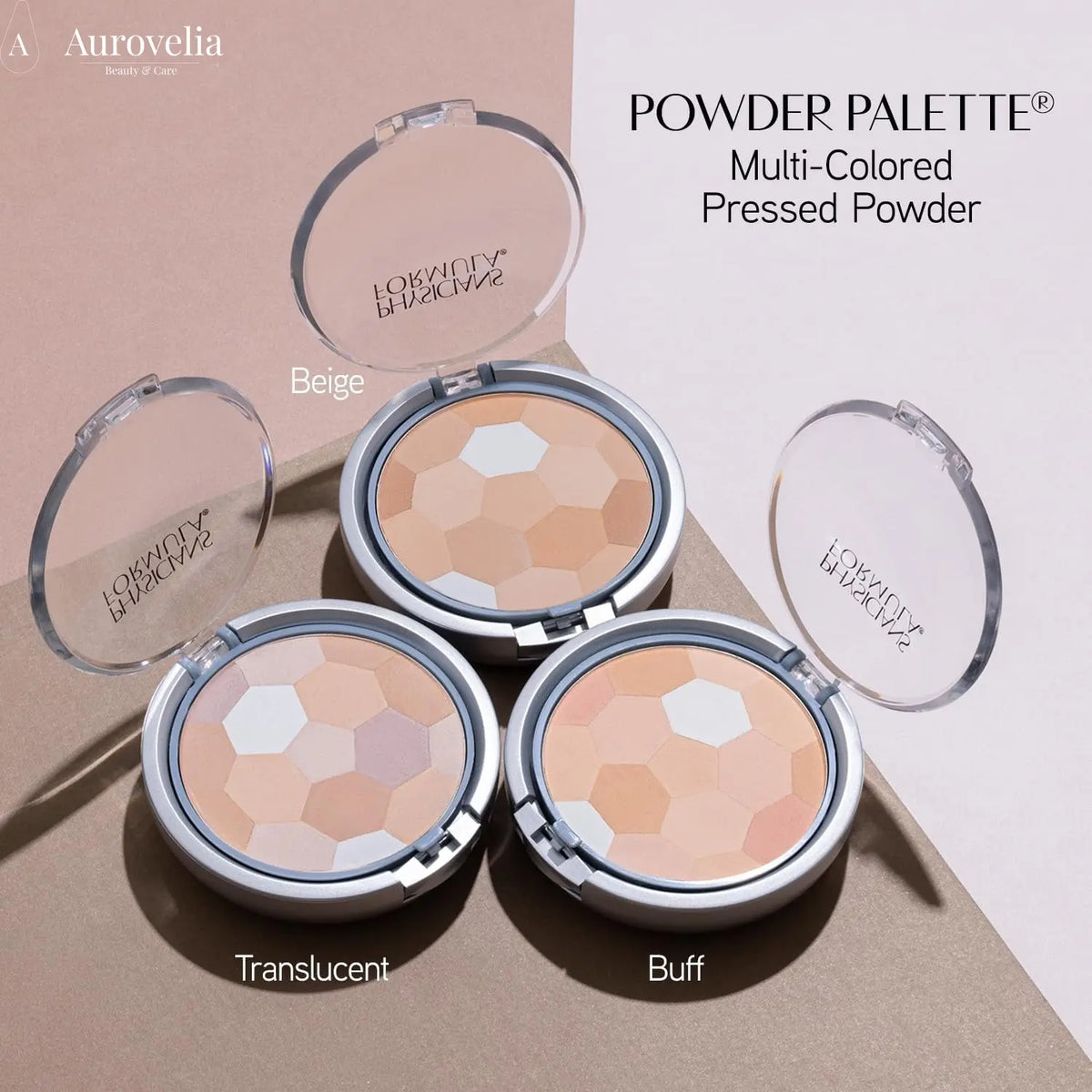Setting Powder Palette Multi-Colored Pressed Finishing Powder Translucent, Natural Coverage, Dermatologist Tested, Clinicially Tested - Aurovelia Beauty