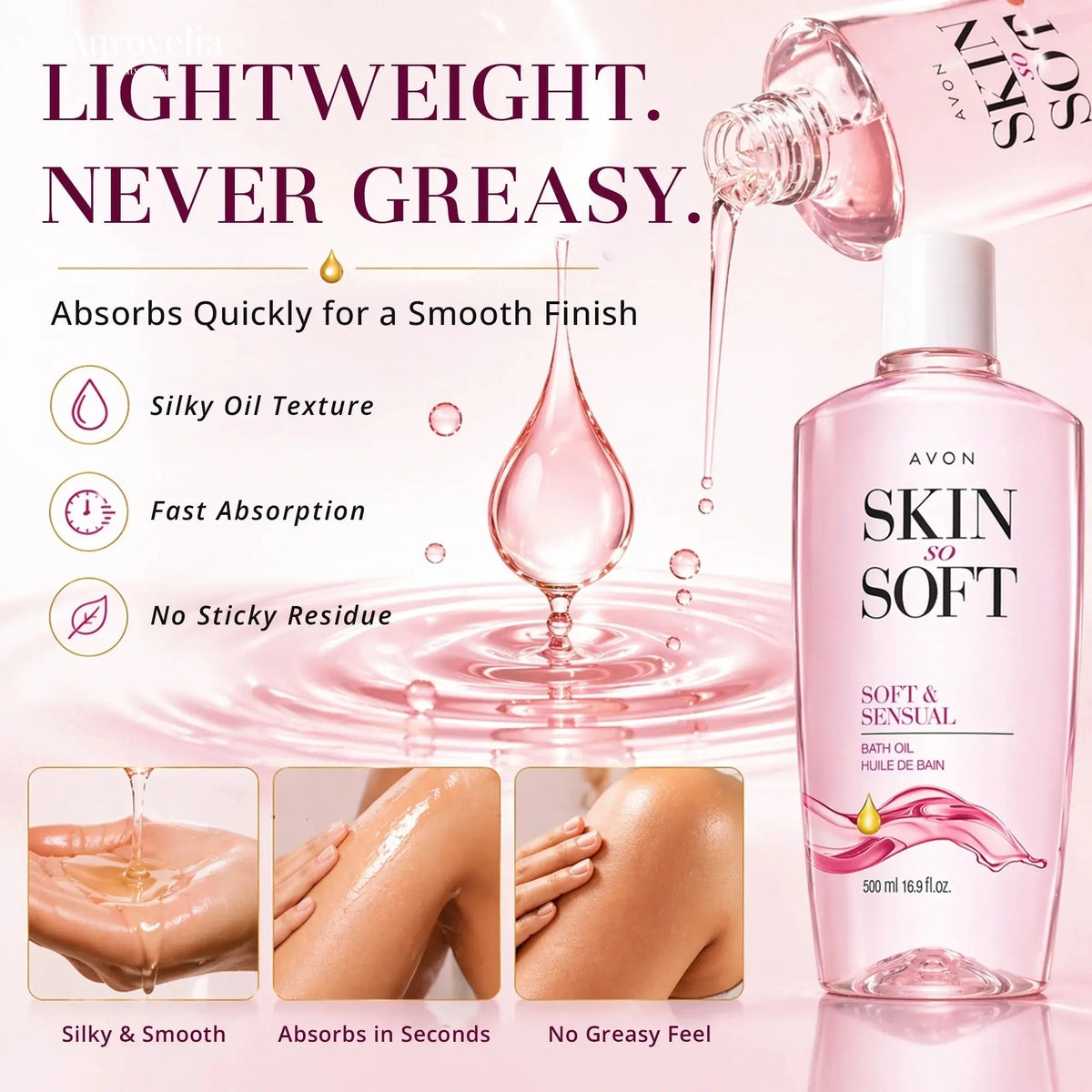 Skin so Soft Soft and Sensual Argan Oil Moisturizing Bath Oil for Women, 16.9 Fl Oz - Aurovelia Beauty