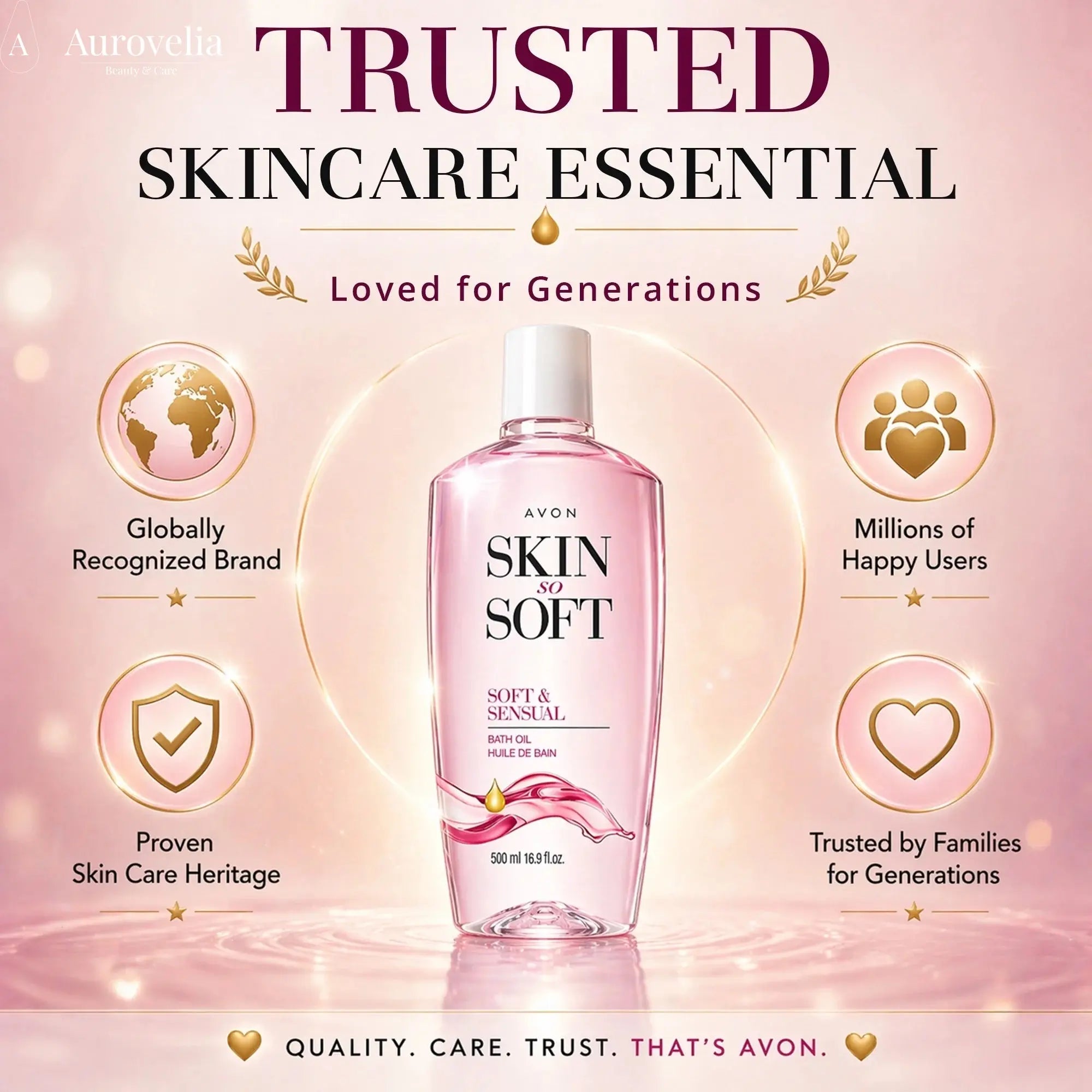 Skin so Soft Soft and Sensual Argan Oil Moisturizing Bath Oil for Women, 16.9 Fl Oz - Aurovelia Beauty