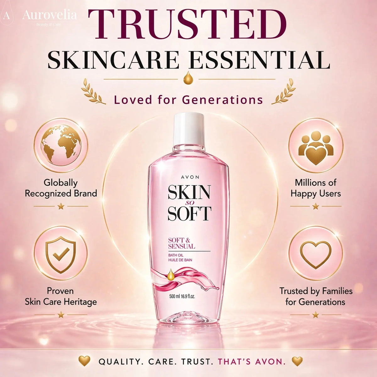 Skin so Soft Soft and Sensual Argan Oil Moisturizing Bath Oil for Women, 16.9 Fl Oz - Aurovelia Beauty