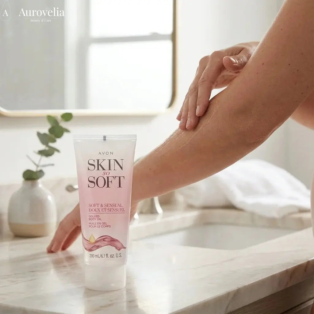 Skin so Soft Soft & Sensual Gelled Body Oil for Dry & Sensitive Skin – Hydrating Body Moisturizer with Argan Oil for Glowing Skin – Non-Greasy Floral Scented Gel, 6.76 Fl Oz - Aurovelia Beauty