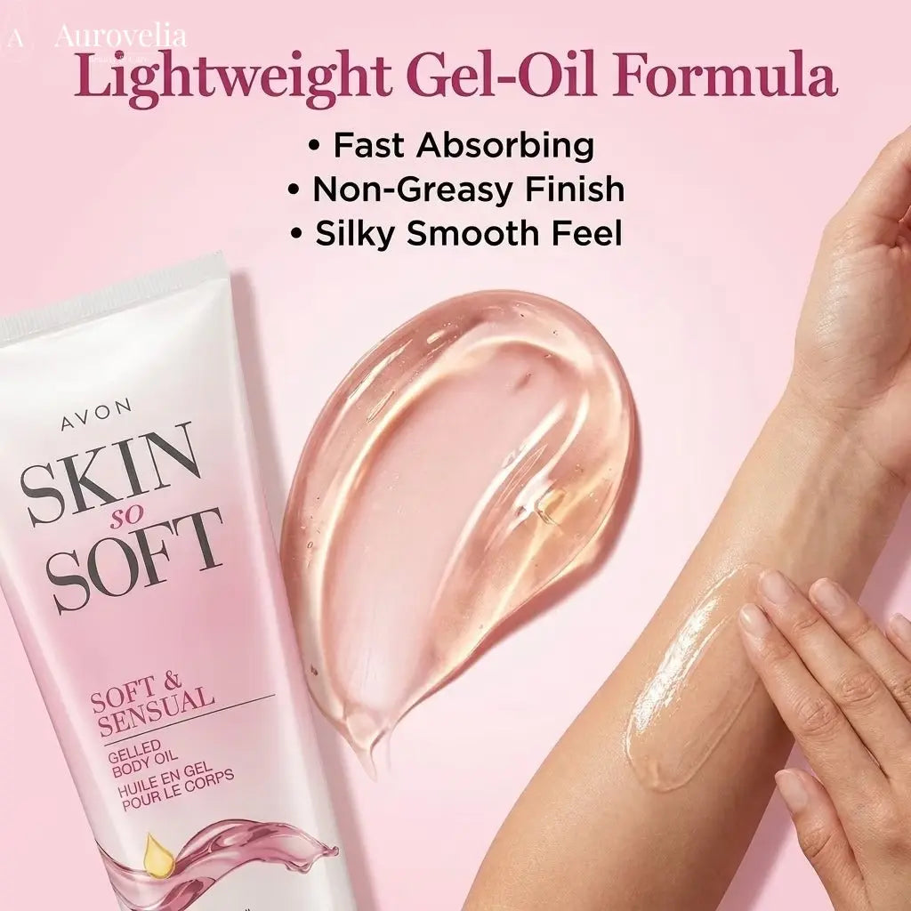 Skin so Soft Soft & Sensual Gelled Body Oil for Dry & Sensitive Skin – Hydrating Body Moisturizer with Argan Oil for Glowing Skin – Non-Greasy Floral Scented Gel, 6.76 Fl Oz - Aurovelia Beauty