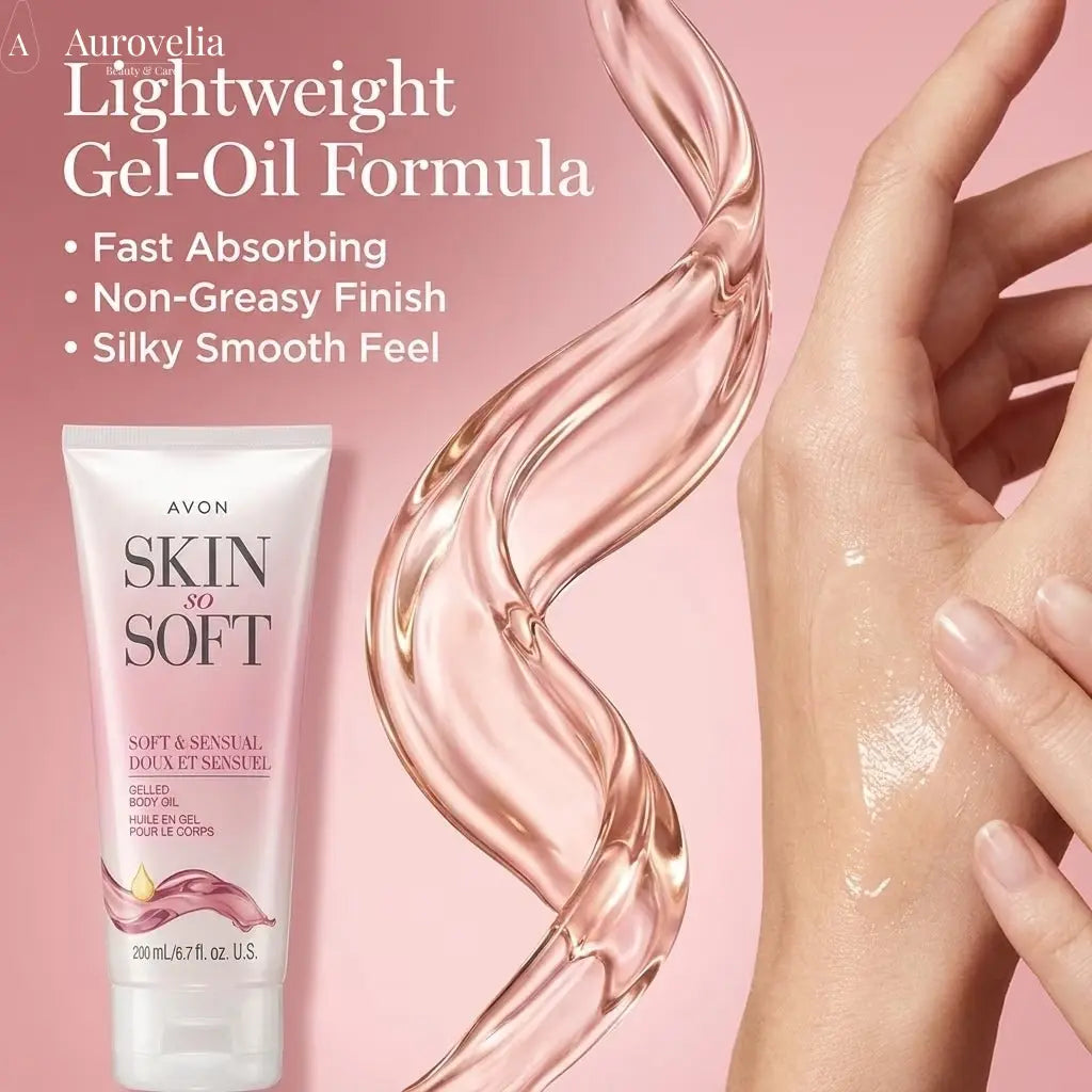 Skin so Soft Soft & Sensual Gelled Body Oil for Dry & Sensitive Skin – Hydrating Body Moisturizer with Argan Oil for Glowing Skin – Non-Greasy Floral Scented Gel, 6.76 Fl Oz - Aurovelia Beauty