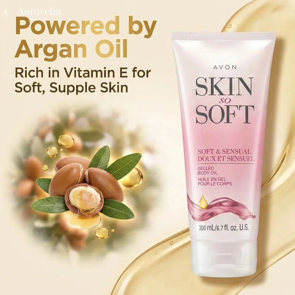 Skin so Soft Soft & Sensual Gelled Body Oil for Dry & Sensitive Skin – Hydrating Body Moisturizer with Argan Oil for Glowing Skin – Non-Greasy Floral Scented Gel, 6.76 Fl Oz - Aurovelia Beauty