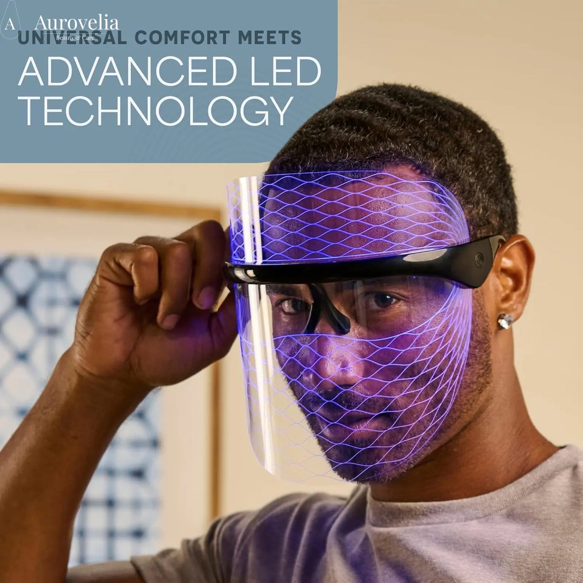Vizacure Red Light Therapy Mask - Seethrough Design - Cordless LED | Red Light Therapy for Face - 3 Modes - Portable Skincare Mask for at Home Use - Aurovelia Beauty